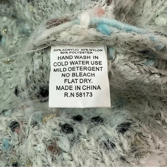 Anthropologie RAGA L Faye Mock Neck Eyelash Sweater Metallic Accent Threads - Picture 8 of 11